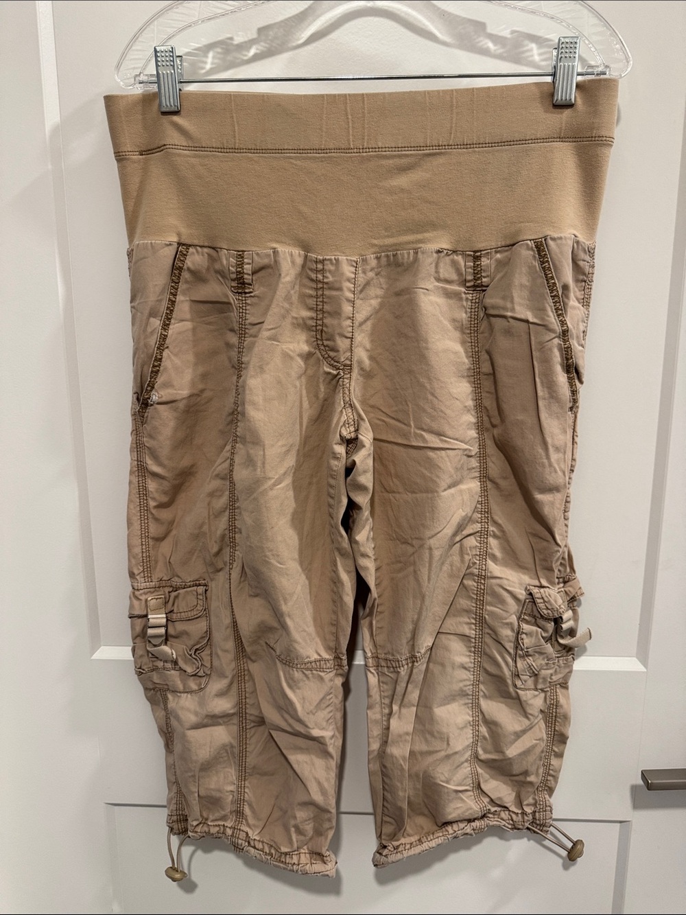 Motherhood Beige Maternity Cargo Capris size s